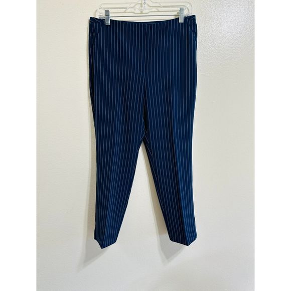 Chico's Blue/Gray Pinstripe Career Ankle Pants Petite Size 1P or Medium (8P) - Picture 1 of 5